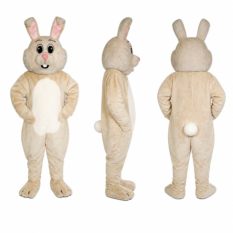 Rabbit Mascot Costume in Gray with Cream Belly Adult