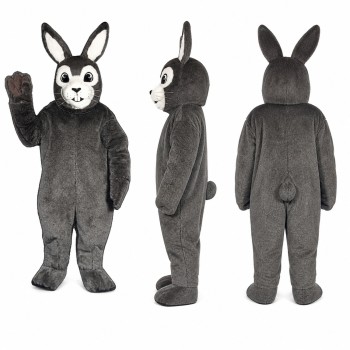 Rabbit Mascot Costume in Dark Gray with White Face Adult