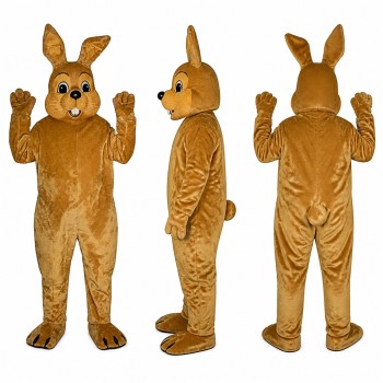 Rabbit Mascot Costume in Golden Brown with Long Ears Adult