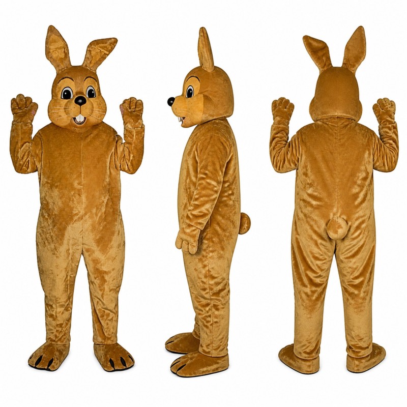 Rabbit Mascot Costume in Golden Brown with Long Ears Adult