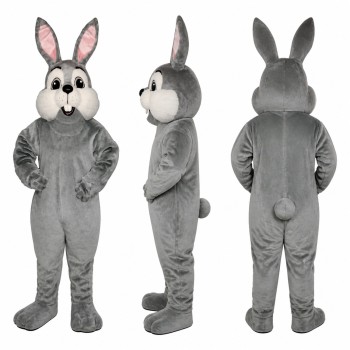 Rabbit Mascot Costume in Gray with White Face Adult