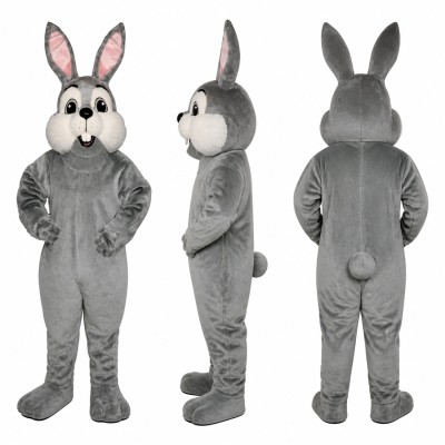 Rabbit Mascot Costume in Gray with White Face Adult