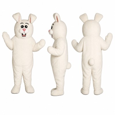 Rabbit Mascot Costume in White with Floppy Ears Adult
