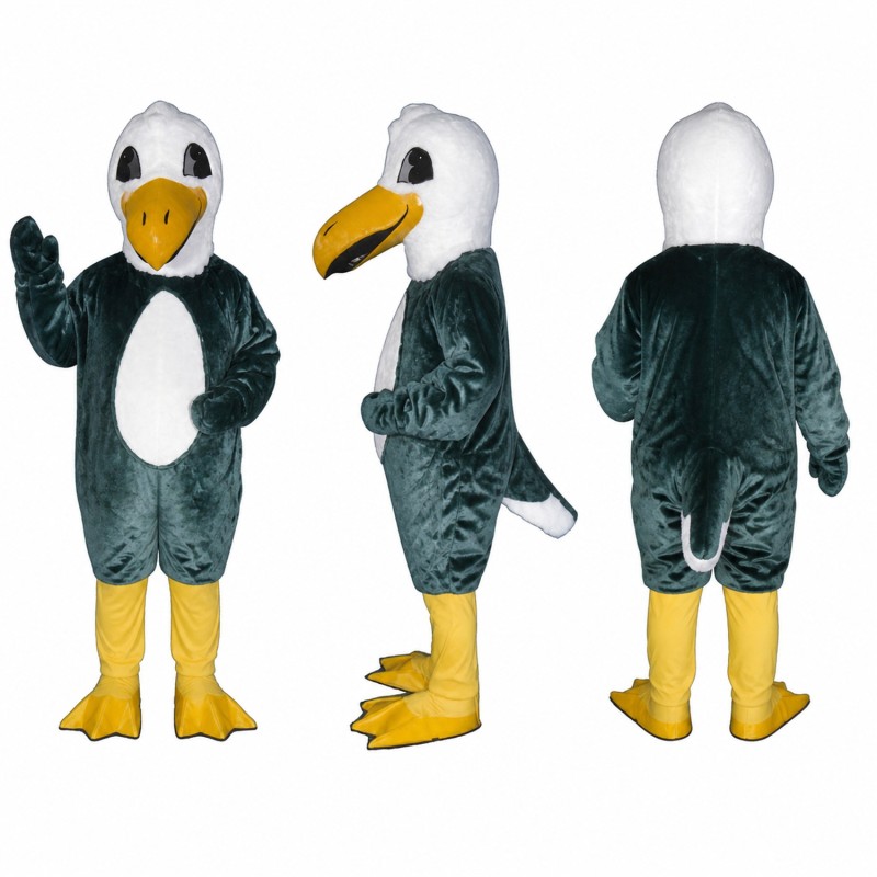 Bald Eagle Mascot Costume in Gray and White with Yellow Beak Adult