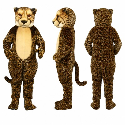 Leopard Mascot Costume in Brown with Black Spots Adult