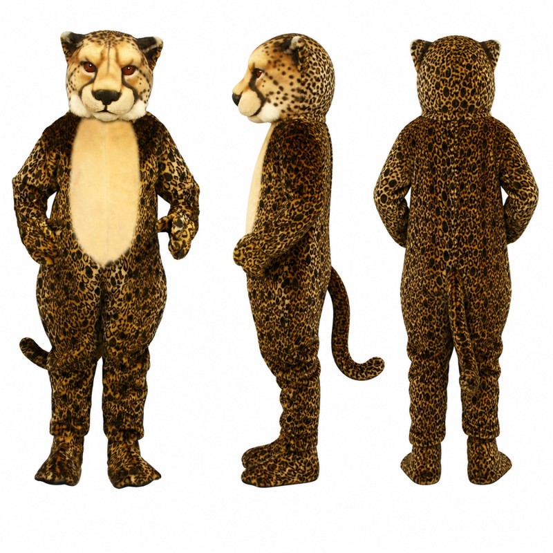 Leopard Mascot Costume in Brown with Black Spots Adult