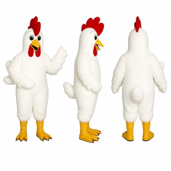 Chicken Mascot Costume in White with Red Comb Adult