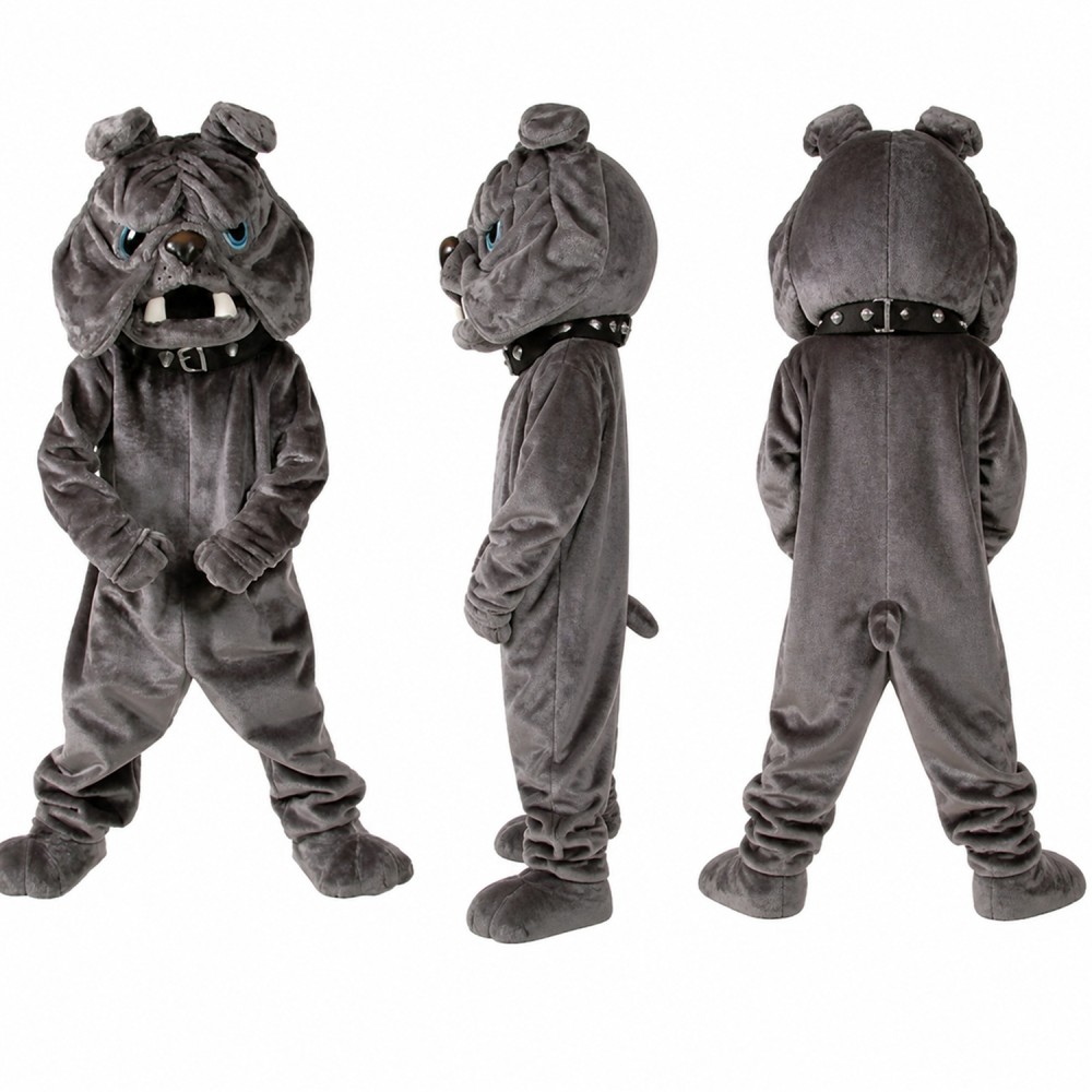 Bulldog Mascot Costume in Gray with Wrinkled Face Adult Bulldog Mascot Costume in Gray with Wrinkled Face Adult
