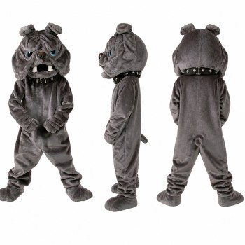 Bulldog Mascot Costume in Gray with Wrinkled Face Adult