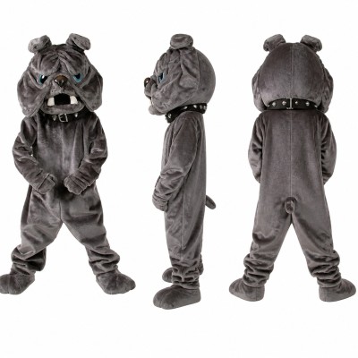 Bulldog Mascot Costume in Gray with Wrinkled Face Adult
