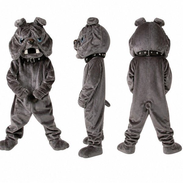 Bulldog Mascot Costume in Gray with Wrinkled Face Adult