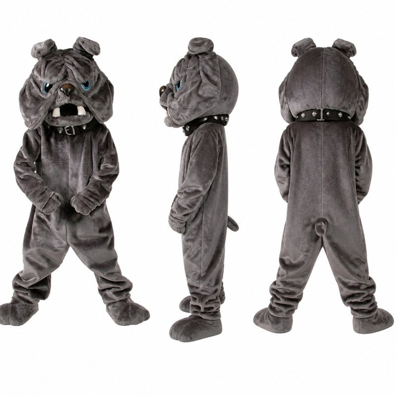 Bulldog Mascot Costume in Gray with Wrinkled Face Adult