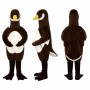 Belly Goose Mascot Costume in Dark Brown with White Belly Adult