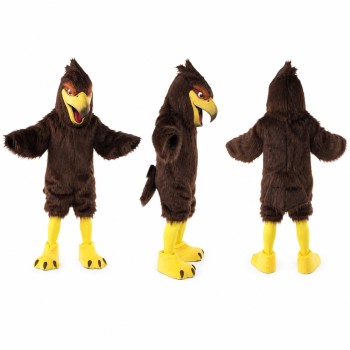 Eagle Mascot Costume in Dark Brown with Yellow Beak and Feet Adult