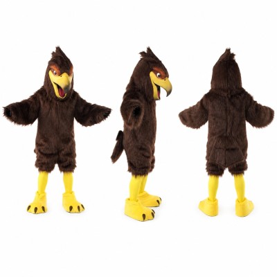 Eagle Mascot Costume in Dark Brown with Yellow Beak and Feet Adult