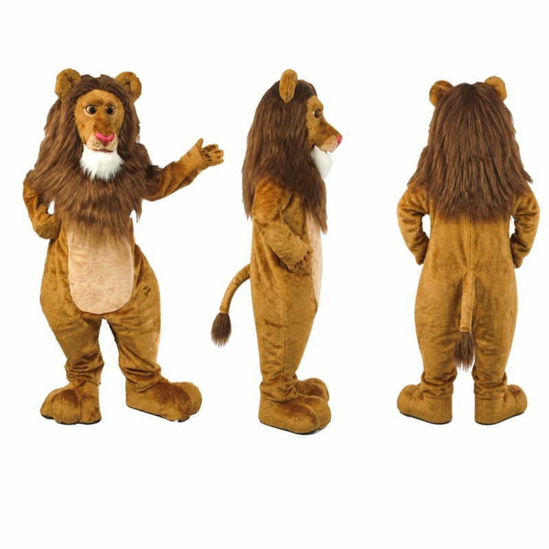 Lion Mascot Costume in Golden Brown with Full Mane Adult