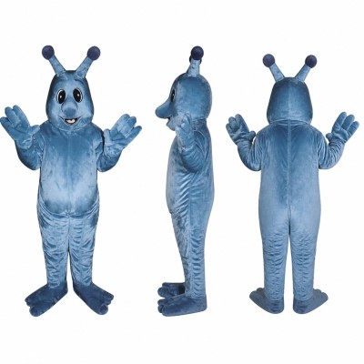 Alien Mascot Costume in Blue with Antennae and Long Nose Adult