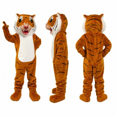 Tiger Mascot Costume in Orange with Black Stripes Adult