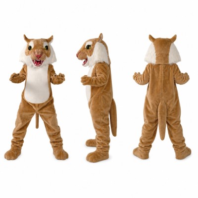 Lynx Mascot Costume in Tan with Tufted Ears Adult