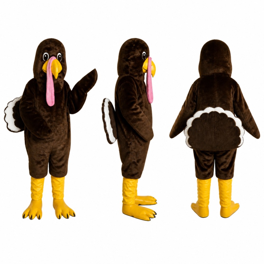 Turkey Mascot Costume in Dark Brown with Yellow Feet Adult Turkey Mascot Costume in Dark Brown with Yellow Feet Adult