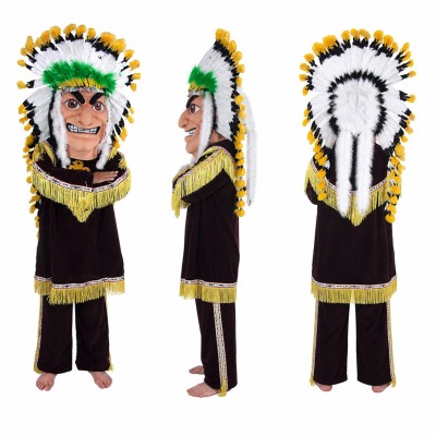 Ceremonial Chief Mascot Costume with Feather Headdress Adult
