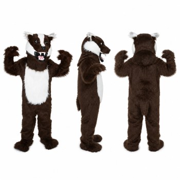 Skunk Mascot Costume in Dark Brown with White Stripe Adult
