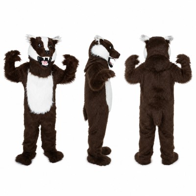 Skunk Mascot Costume in Dark Brown with White Stripe Adult