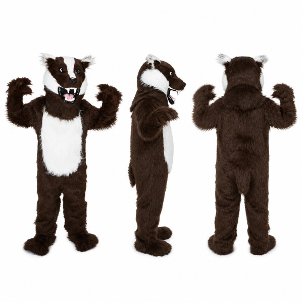 Skunk Mascot Costume in Dark Brown with White Stripe Adult