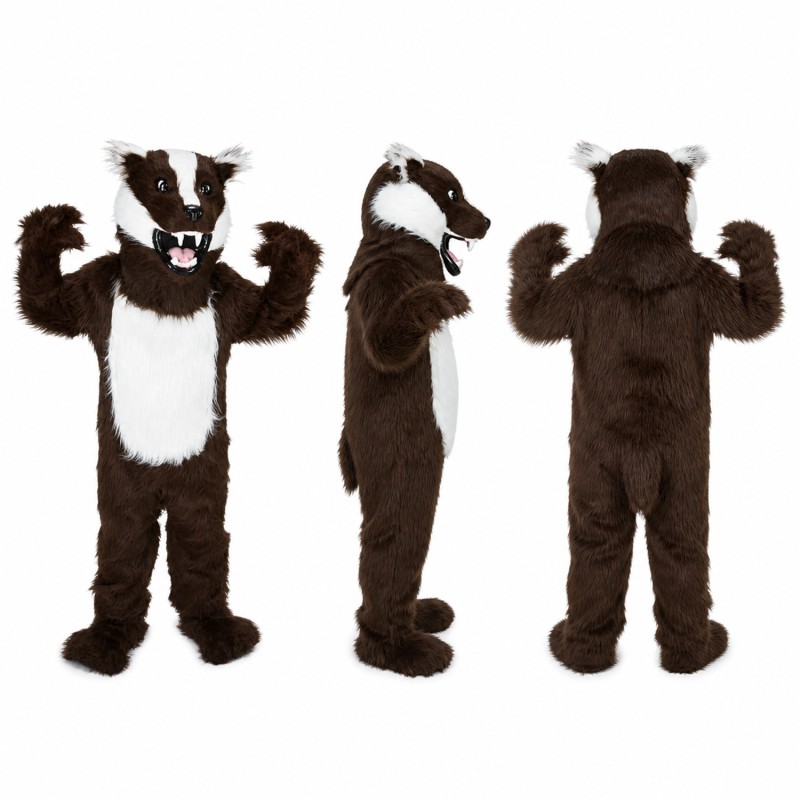 Skunk Mascot Costume in Dark Brown with White Stripe Adult
