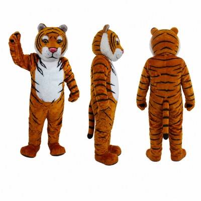 Tiger Mascot Costume in Orange with Black Stripes Adult