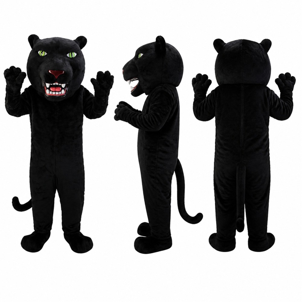 Panther Mascot Costume in Black with Green Eyes Adult Panther Mascot Costume in Black with Green Eyes Adult