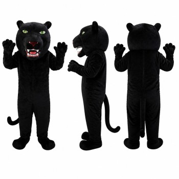 Panther Mascot Costume in Black with Green Eyes Adult