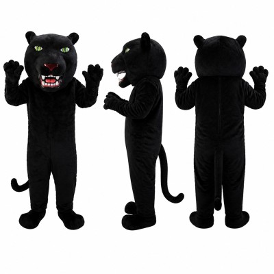 Panther Mascot Costume in Black with Green Eyes Adult