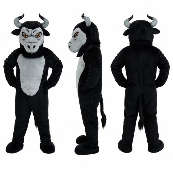 Bull Mascot Costume in Black with Gray Face Adult