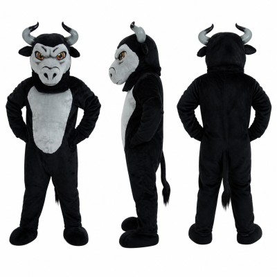 Bull Mascot Costume in Black with Gray Face Adult