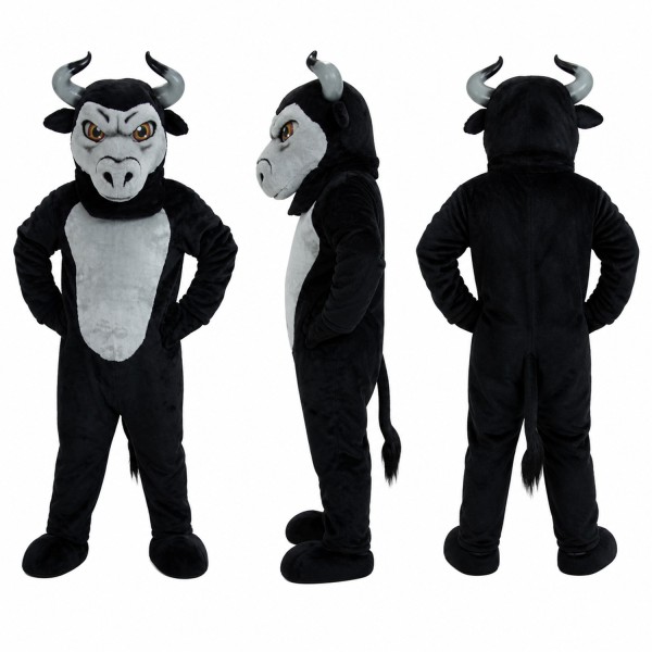 Bull Mascot Costume in Black with Gray Face Adult