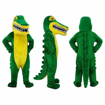 Crocodile Mascot Costume in Green with Yellow Belly Adult