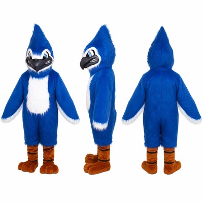 Blue Jay Mascot Costume in Blue with White Belly Adult