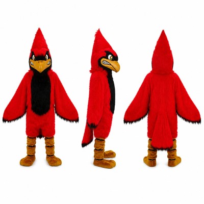 Cardinal Mascot Costume in Red with Black Belly Adult