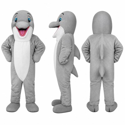 Dolphin Mascot Costume in Gray with White Belly Adult