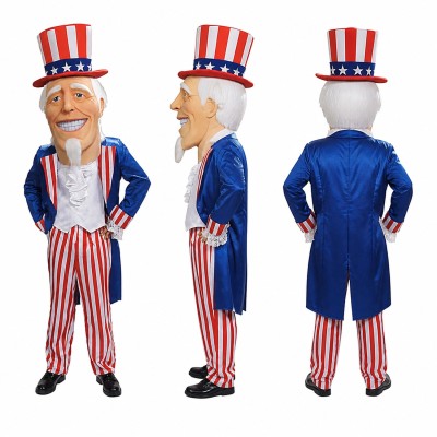 Patriotic Gentleman Mascot Costume with Striped Pants and Top Hat Adult