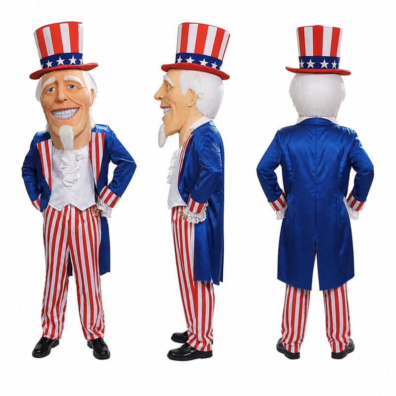 Patriotic Gentleman Mascot Costume with Striped Pants and Top Hat Adult