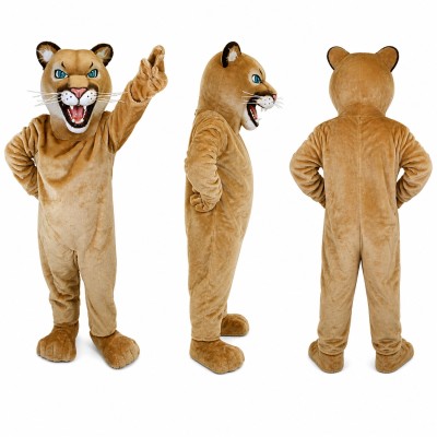 Cougar Mascot Costume in Tan with White Muzzle Adult