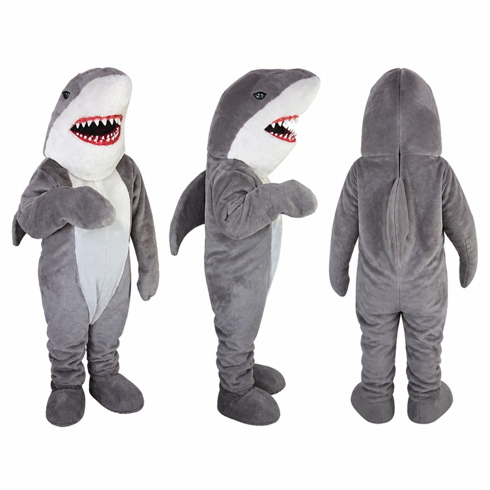 Shark Mascot Costume in Gray with White Belly Adult
