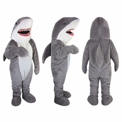Shark Mascot Costume in Gray with White Belly Adult