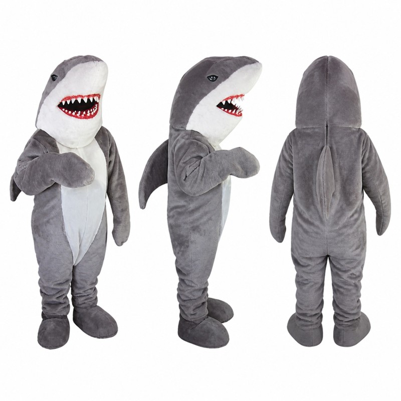 Shark Mascot Costume in Gray with White Belly Adult