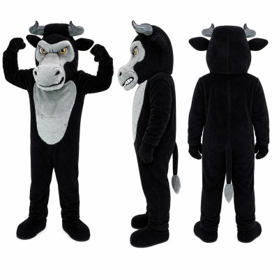 Bull Mascot Costume in Black with Gray Face Adult