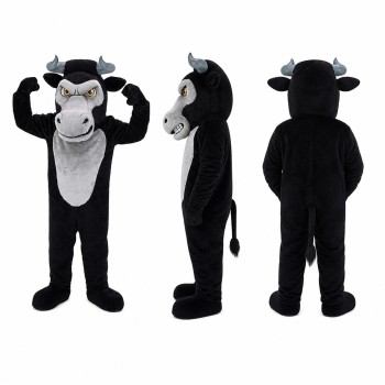 Bull Mascot Costume in Black with Gray Face Adult