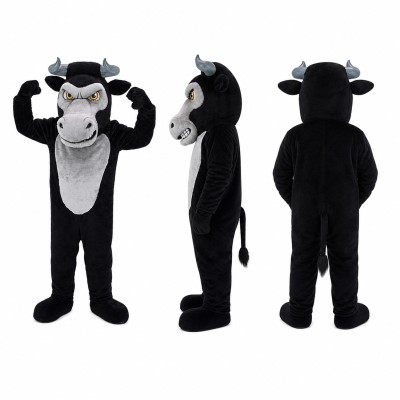 Bull Mascot Costume in Black with Gray Face Adult