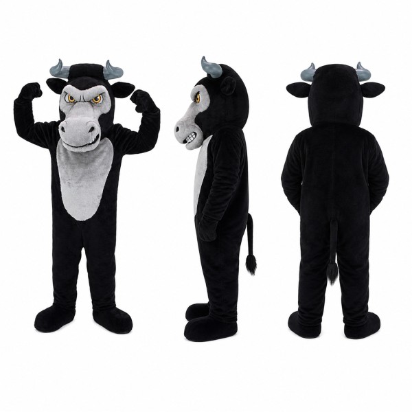Bull Mascot Costume in Black with Gray Face Adult